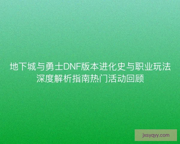 地下城与勇士DNF版本进化史与职业玩法深度解析指南热门活动回顾