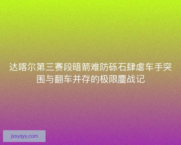 达喀尔第三赛段暗箭难防砾石肆虐车手突围与翻车并存的极限鏖战记